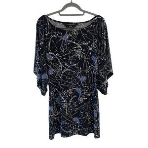 NORMA KAMALI Size M Dolman Sleeve Splatter Print Jersey Tunic Dress Slinky